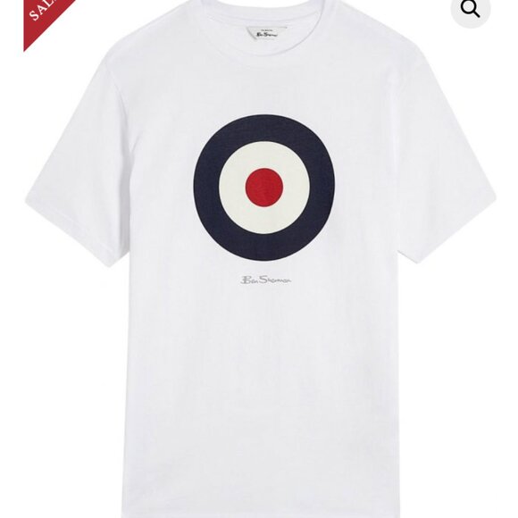 Ben Sherman London Signature Mod Target Bullseye White Short Sleeve T-shirt NWT - Picture 1 of 1